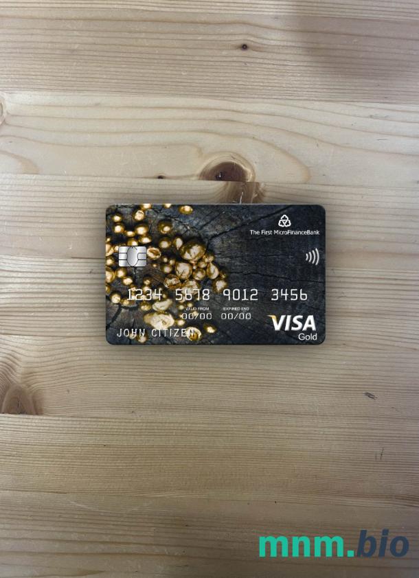 Tajikistan The First MicroFinance (FMFB) bank visa gold card wygląd fotograficzny skan PSD + zdjęcie